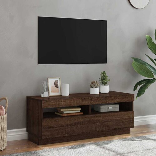 TV ormarić s LED svjetlima boja smeđeg hrasta 100 x 35 x 40 cm Cijene