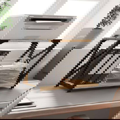  Stalak za pisač 2 razine boja hrasta 44 x 26 x 31 5 cm drveni Slike