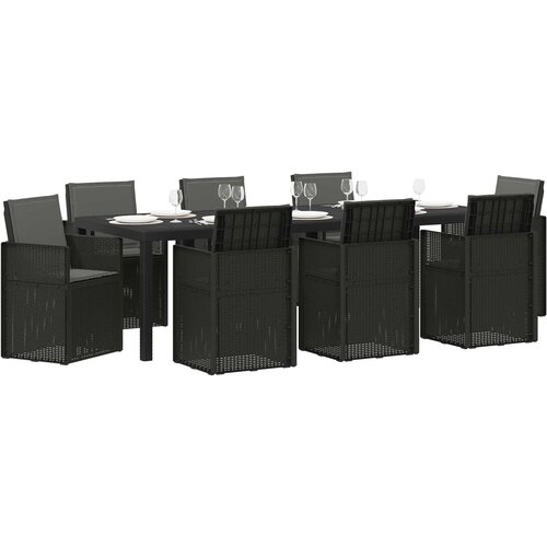 Vrtni set za objed s jastukom 9 pcs Antracit PP Slike