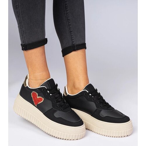 D/CEO marka niezdefiniowana Black women's sneakers with glittery heart Laira Cene