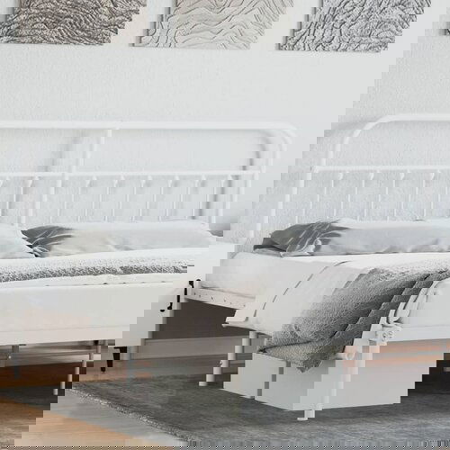 VidaXL Metalno uzglavlje bijelo 200 cm Slike