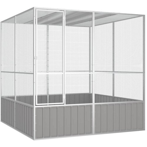  Ptičja kletka siva 213,5x217,5x211,5 cm pocinkano jeklo Slike