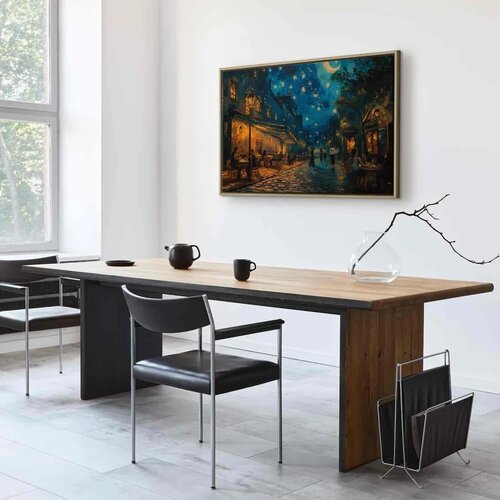  Slika - Paris street &amp;ndash; a painting inspired by Vincent van Gogh\&amp;#039;s style 90x60 U prirodnom drvenom okviru Slike