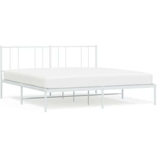 VidaXL Kovinski posteljni okvir z vzglavjem bel 180x200 cm, (20735070) Slike