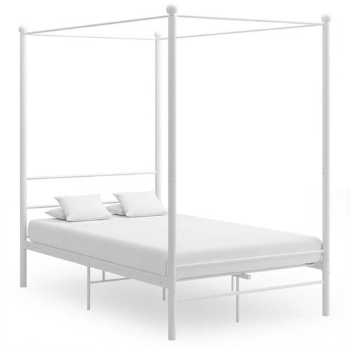  Posteljni okvir z ogrodjem za baldahin bel kovinski 120x200 cm Cene