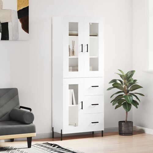 VidaXL Visoka komoda bijela 69 5x34x180 cm konstruirano drvo Slike