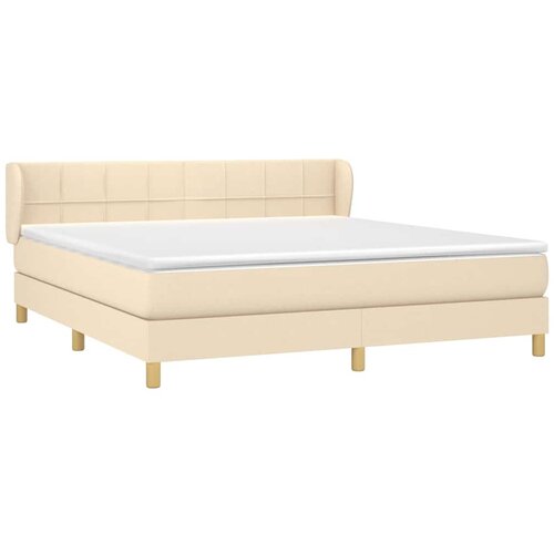  Krevet s oprugama i madracem krem 160x200 cm od tkanine Slike