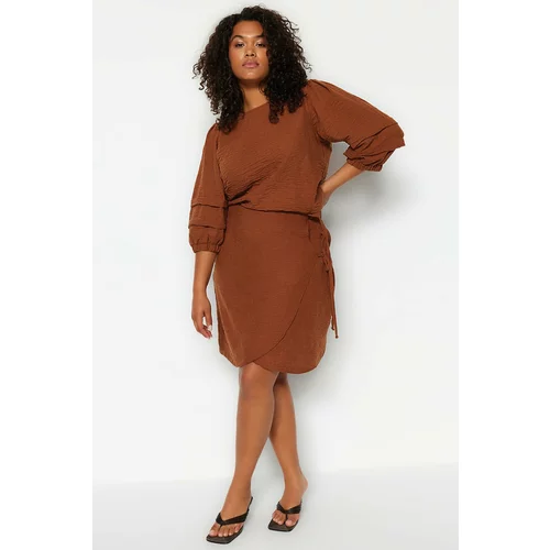 Trendyol Curve Plus Size Skirt - Brown - Mini