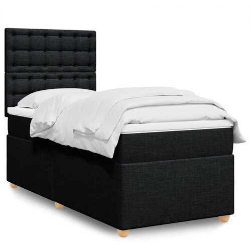 vidaXL Box spring postelja z vzmetnico črna 90x200 cm blago Cene