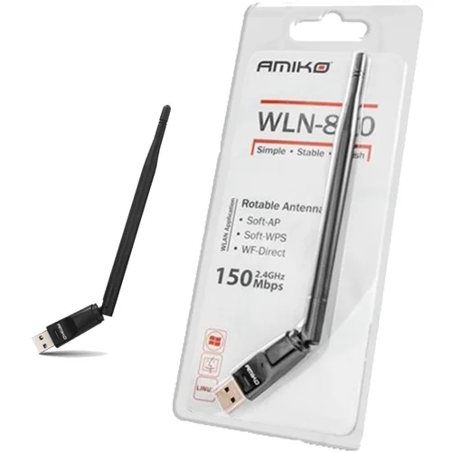 Amiko Wi-Fi mrežna kartica, USB, 2.4 GHz, 150 Mbps – WLN-870