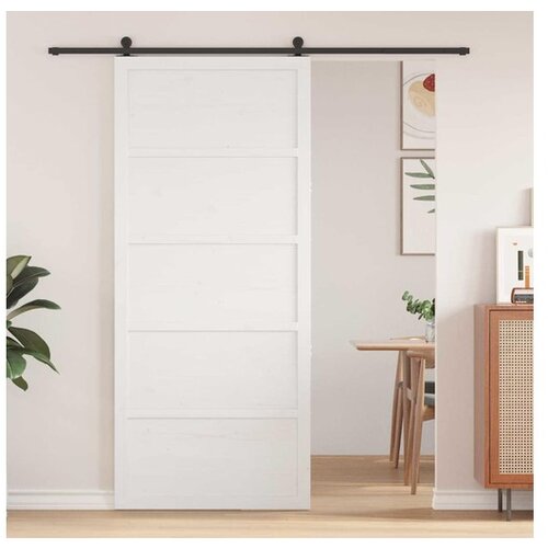 vidaXL Barn Door Bela 80 x 208 cm Trden borov les Cene
