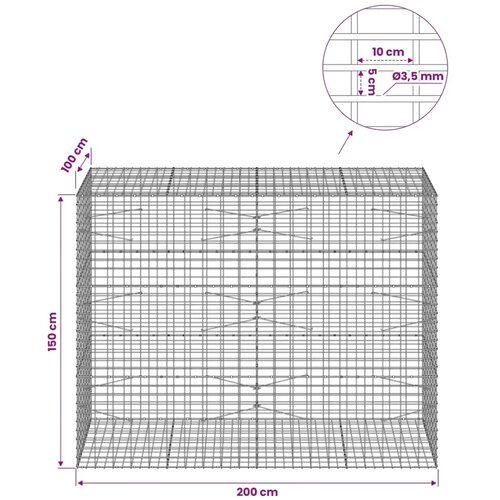  Gabion s žicom debljine 3 5 mm i mrežom 5x10 cm 200x100x150 cm - 100 cm 150 cm 200 cm Slike