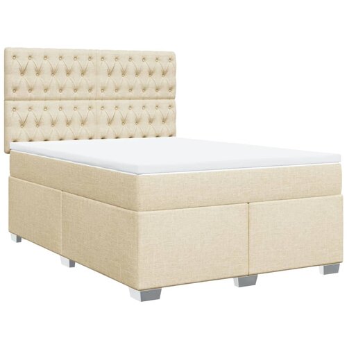 vidaXL Krevet s oprugama i madracem krem 140x200 cm od tkanine Cijene