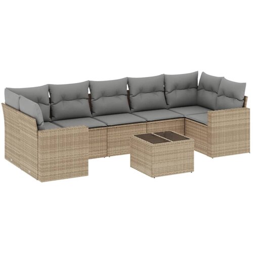  8-dijelni set vrtnih sofa s jastucima bež od poliratana Slike