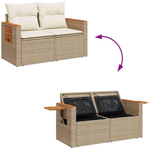 vidaXL 9-dijelni set vrtnih sofa s jastucima bež od poliratana bagrem Cene