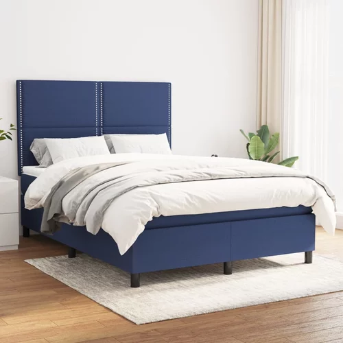  Krevet s oprugama i madracem plavi 140 x 190 cm od tkanine