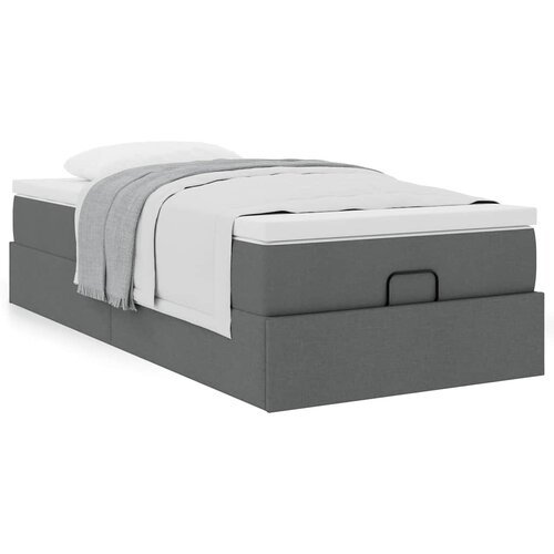 VidaXL Otomanski posteljni okvir z vzmetnico siv 90x190 cm blago Slike
