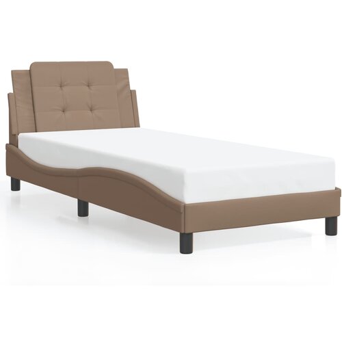 Maison Chic Posteljni okvir - Enojna postelja - Postelja za odrasle z vzglavjem kapučino 80x200 cm umetno usnje-J9587, (21768793) Cene