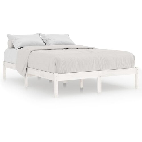 VidaXL Posteljni okvir bel iz trdne borovine 140x190 cm, (20606067) Slike