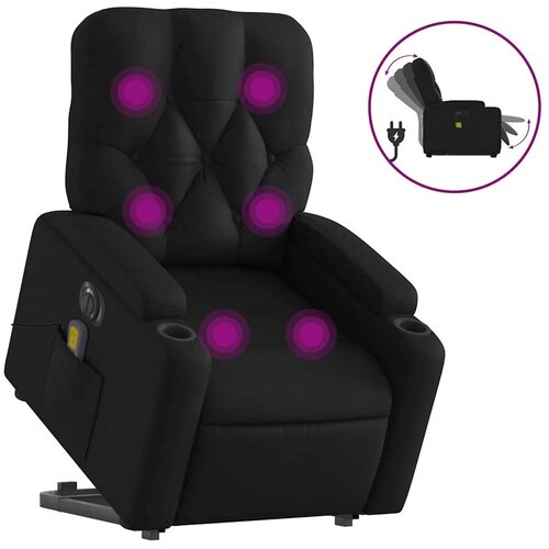 VidaXL Električni masažni naslonjač na podizanje od umjetne kože crni Slike