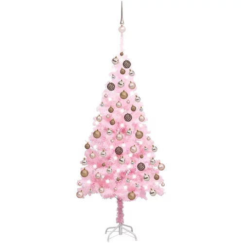 Umjetno osvijetljeno božićno drvce s kuglicama rozo 180 cm PVC