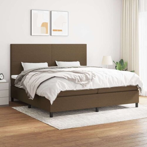 VidaXL Krevet s oprugama i madracem tamnosmeđi 200x200 cm od tkanine Slike