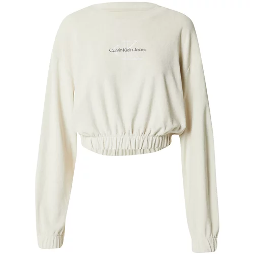 Calvin Klein Jeans Majica ecru / antracit / bela
