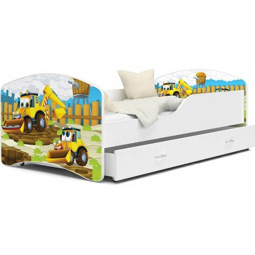 Tomi drveni dečiji krevet sa fiokom - bageri - 160x80 cm 5QX46VR Slike