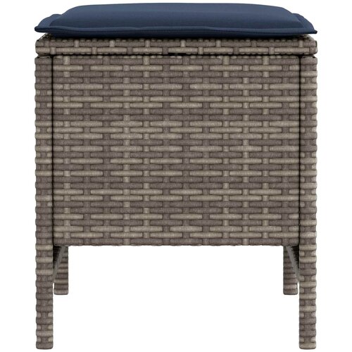  Vrtni otoman 2 Komad Siva i tamnoplava 38 x 38 x 45 cm PE ratan Slike