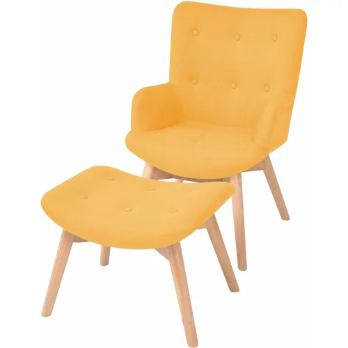  Fotelja s osloncem za noge od tkanine žuta