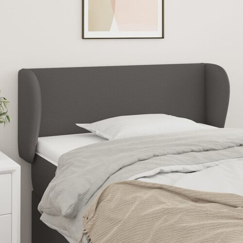 VidaXL Vzglavje z u&amp;scaron;esi siv 103x23x78/88 cm umetno usnje Slike