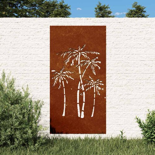  Vrtni zidni ukras 105 x 55 cm čelik COR-TEN s uzorkom palme Cene