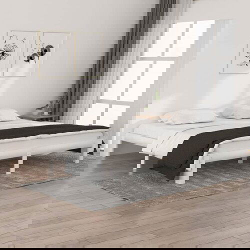 Furnova Posteljni okvir bel iz trdne borovine 200x200 cm, (21942377) Slike