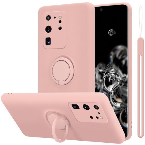 Cadorabo Ohi&amp;scaron;je, združljiv s Samsungom v tekoči roza barvi - za&amp;scaron;čitni pokrov iz fleksibilnega silikona TPU z obročem, (20583712) Slike