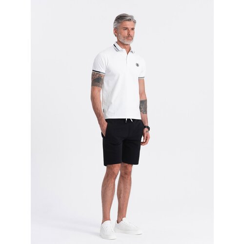Ombre Men&amp;#039;s knitted shorts with drawstring and pockets - black Slike