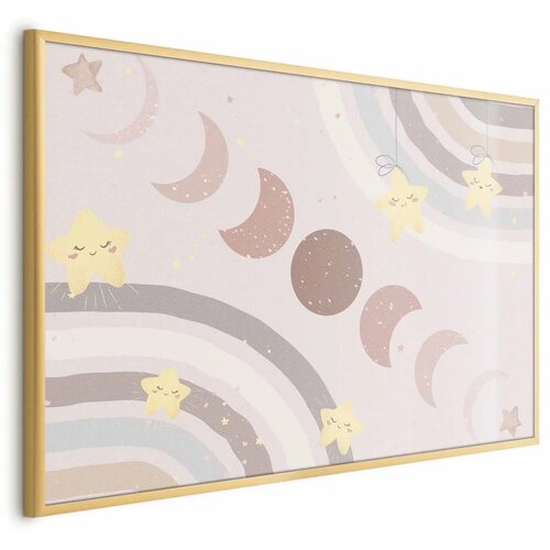  Plakat - Phases of the Moon with a Rainbow 90x60 Zlatni okvir Cijene