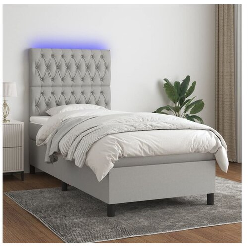  Box spring s madracem LED svjetlosivi 100x200 cm tkanina Cene
