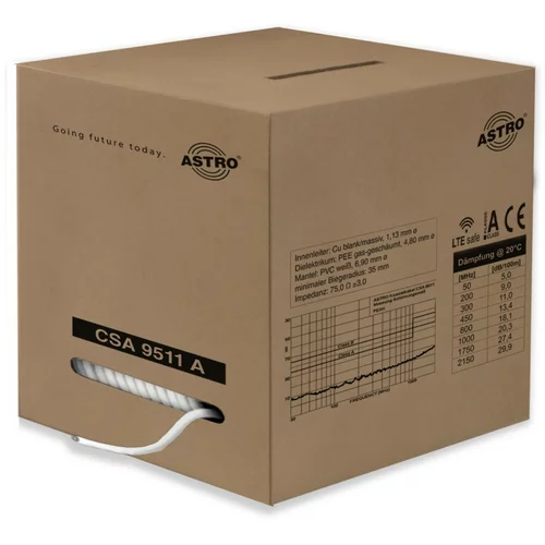 Astro Strobel Koaksialni kabel razreda A+, beli CSA 9511A škatla 250 Eca, (20811207)