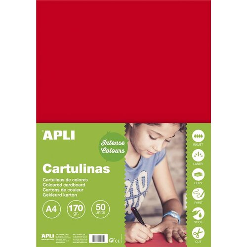 Apli Barvni karton, intenzivna barva rdeča 50 listov, (20366157) Cene