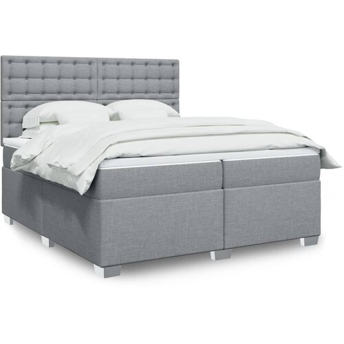 The Living Store Box spring postelja z vzmetnico svetlo siva 200x200 cm blago - Box Spring Postelja, (21428333) Slike