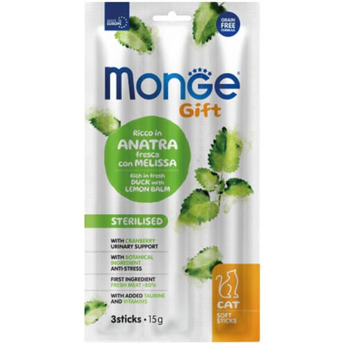 Monge gift sterilised cat duck - soft sticks za sterilisane mačke sa pačetinom i matičnjakom (15g) Cene