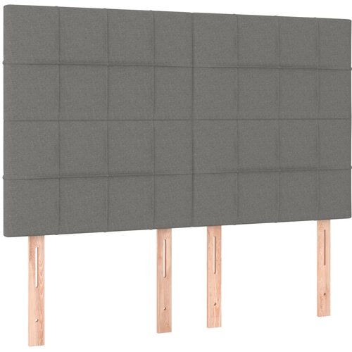 Maison Chic Posteljno vzglavje - Vzglavna omarica 4 kosa temno siv 72x5x78/88 cm blago, (22077693) Slike