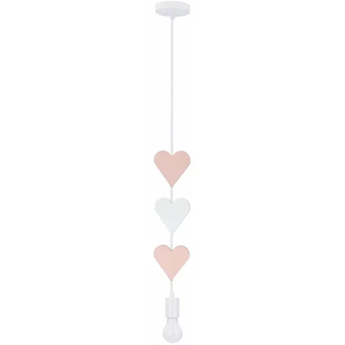 Candellux Lighting Bijelo-ružičasta dječja svjetiljka s metalnim sjenilom Hearts -