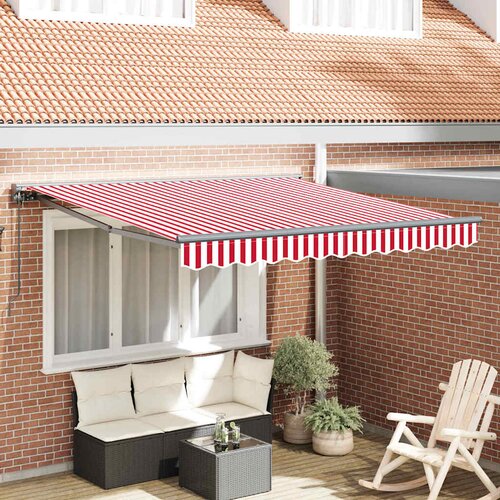 vidaXL retraktilna tenda rdeča in bela črta 350x250 cm Cene