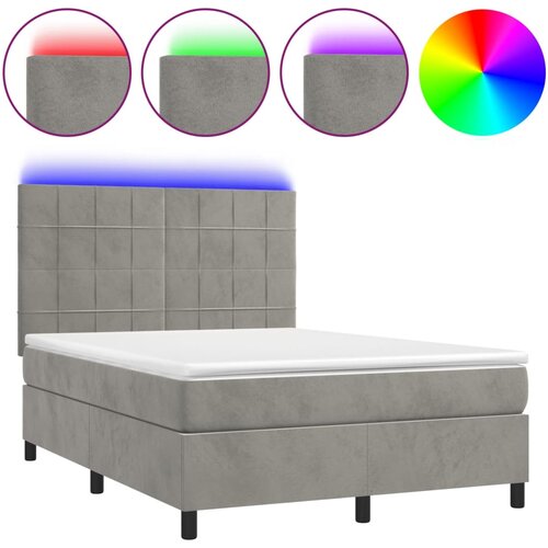  Krevet box spring s madracem LED svjetlosivi 140x190 cm bar&amp;scaron;un Slike
