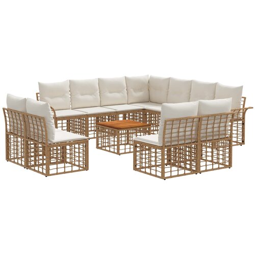 vidaXL Zunanja garnitura za sedenje 12 pcs Naravna in krem bela, (5000269261) Cene
