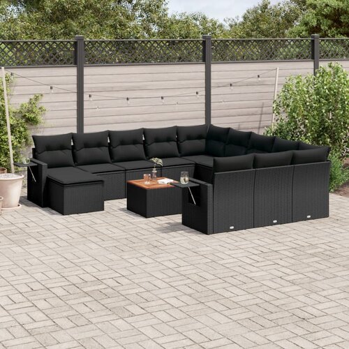  13-dijelni set vrtnih sofa s jastucima poliratan crni Cijene