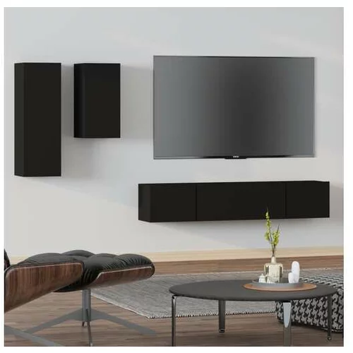  Komplet TV omaric 4-delni črn inženirski les