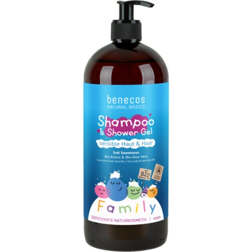 Benecos Family Shampoo &amp;amp; Shower Gel Soft Sweetness - 950 ml Slike