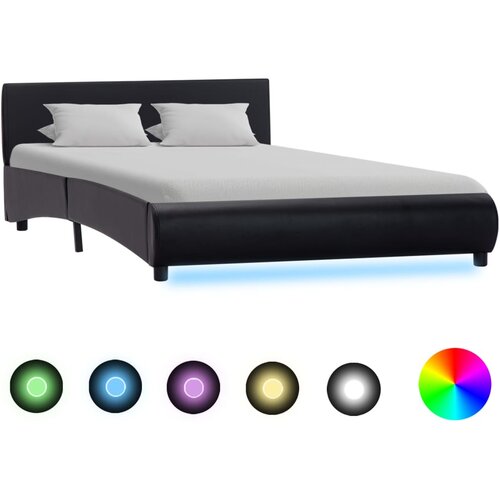 Okvir za krevet od umjetne kože s LED svjetlom crni 140x200 cm Slike